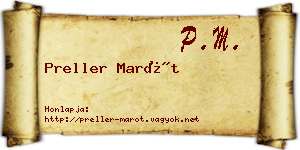 Preller Marót névjegykártya